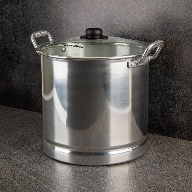 Vasconia 32-Quart Steamer Pot (Aluminum) with Tray & Glass Lid - For Most Stoves (Hand-Wash only) Large Stock Pot for Tamales, Steaming, Boiling & Frying - Makes Seafood, Pasta, Vegetables & More - Image 2